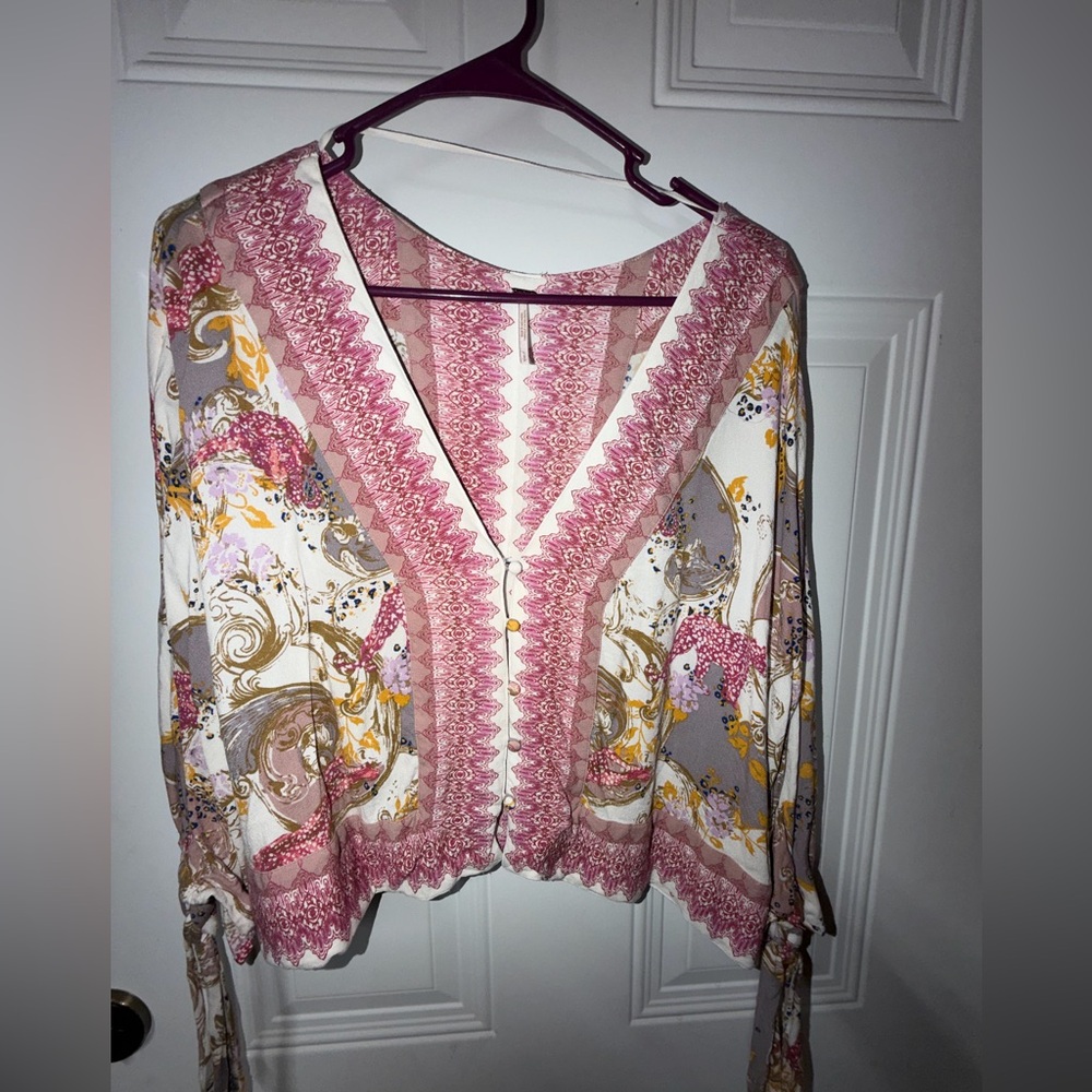 Floral Pink and White free people Women's Top